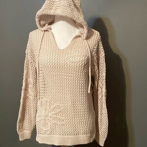 Nicole Miller Beige V-Neck Knit Sweater
